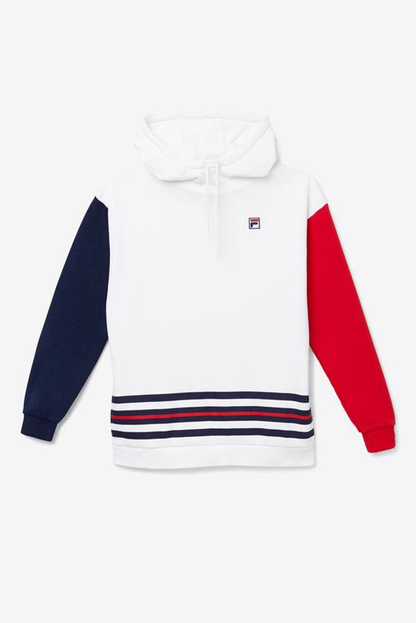 Fila Indu Women's Hoodies - White/Navy/Red,NZ 956-19506